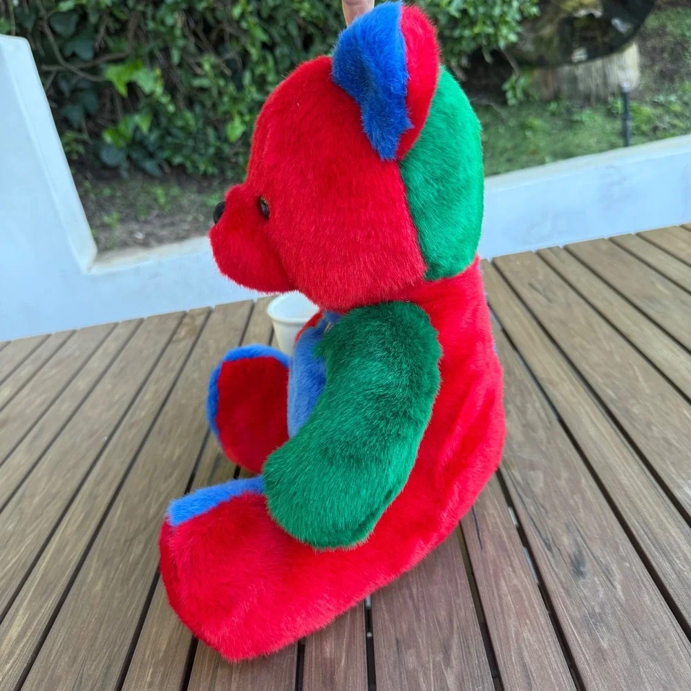 Vintage United Colors of Benetton Color Block Teddy‎ Bear Plush Red Blue Green